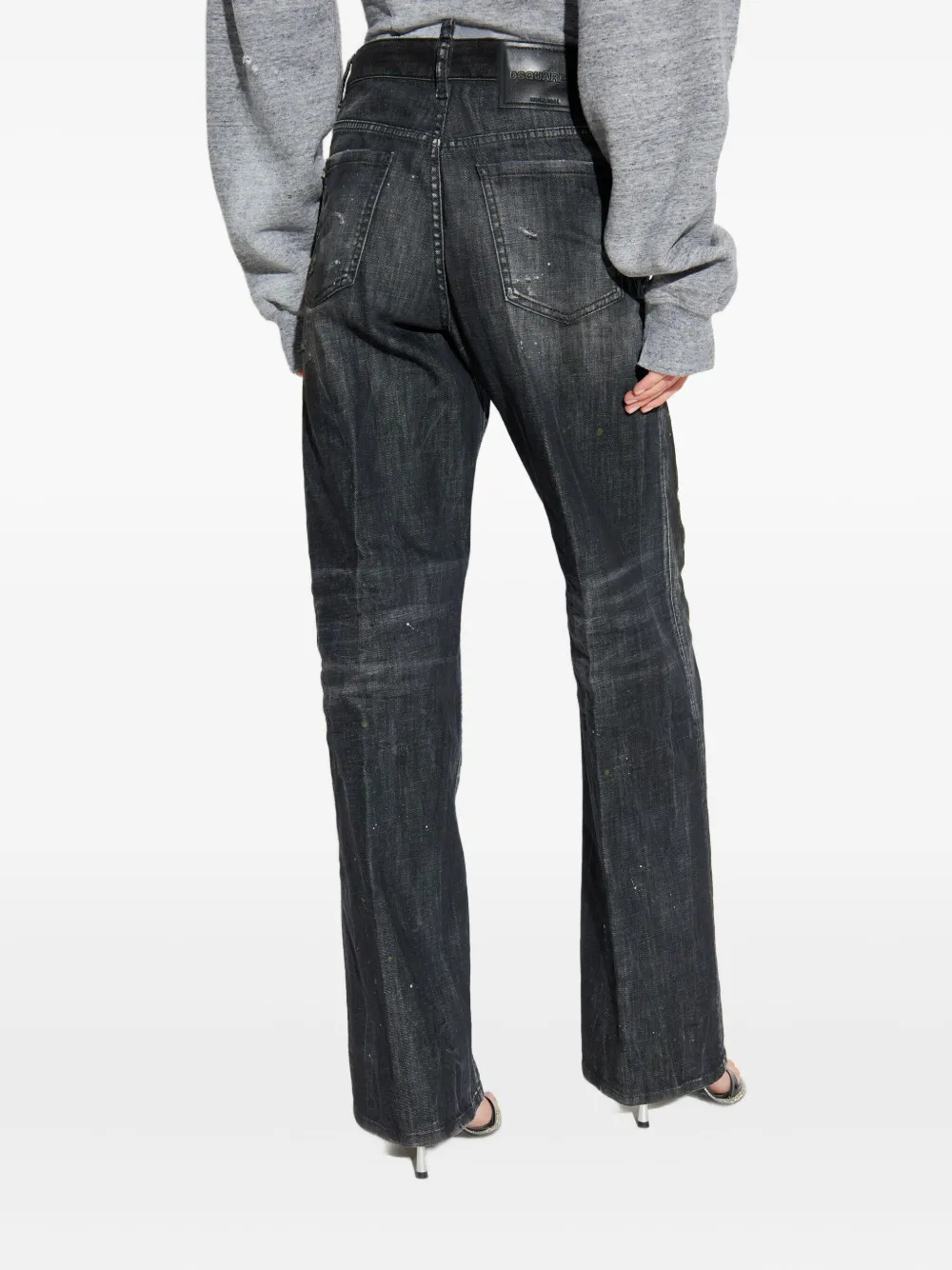 Dsquared2 Paint-splatter Distressed Jeans In Black