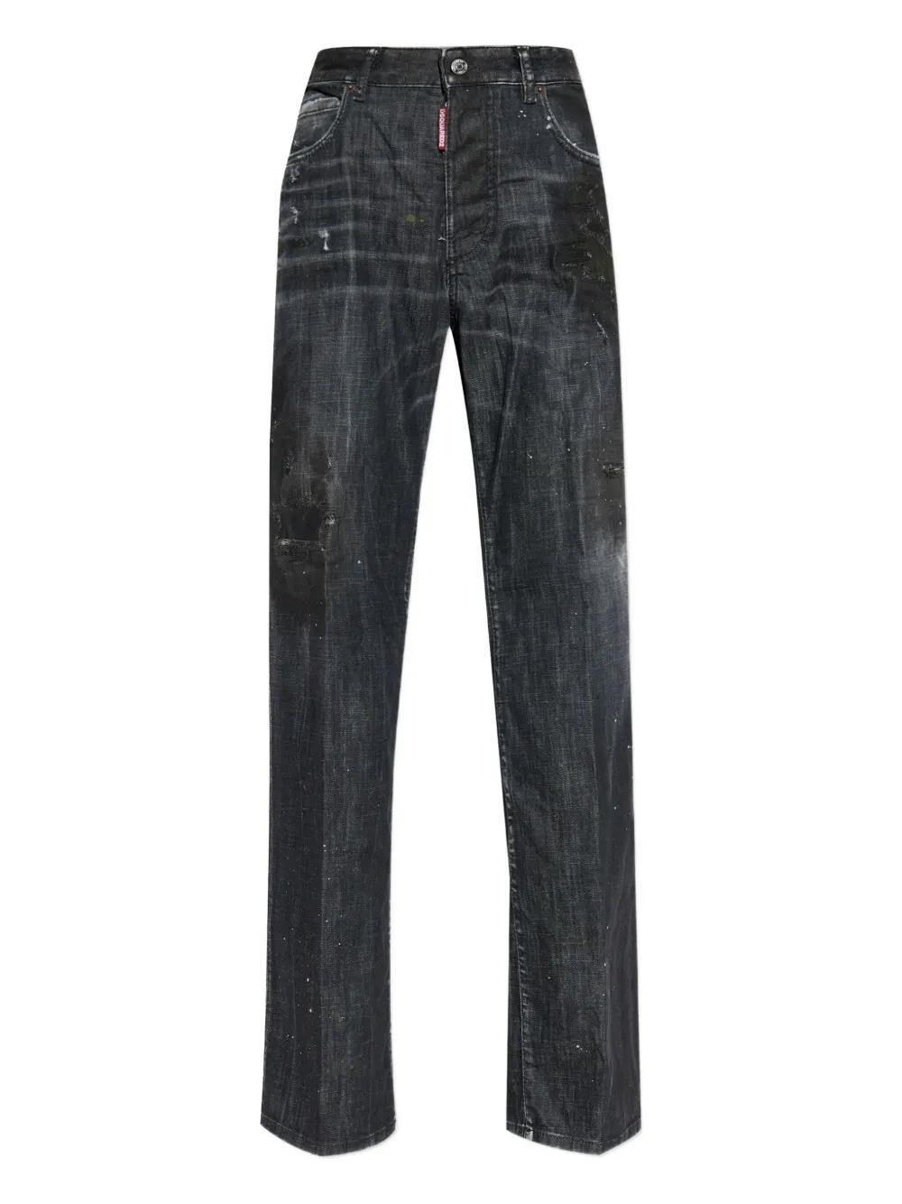 Dsquared2 Paint-splatter Distressed Jeans In Black