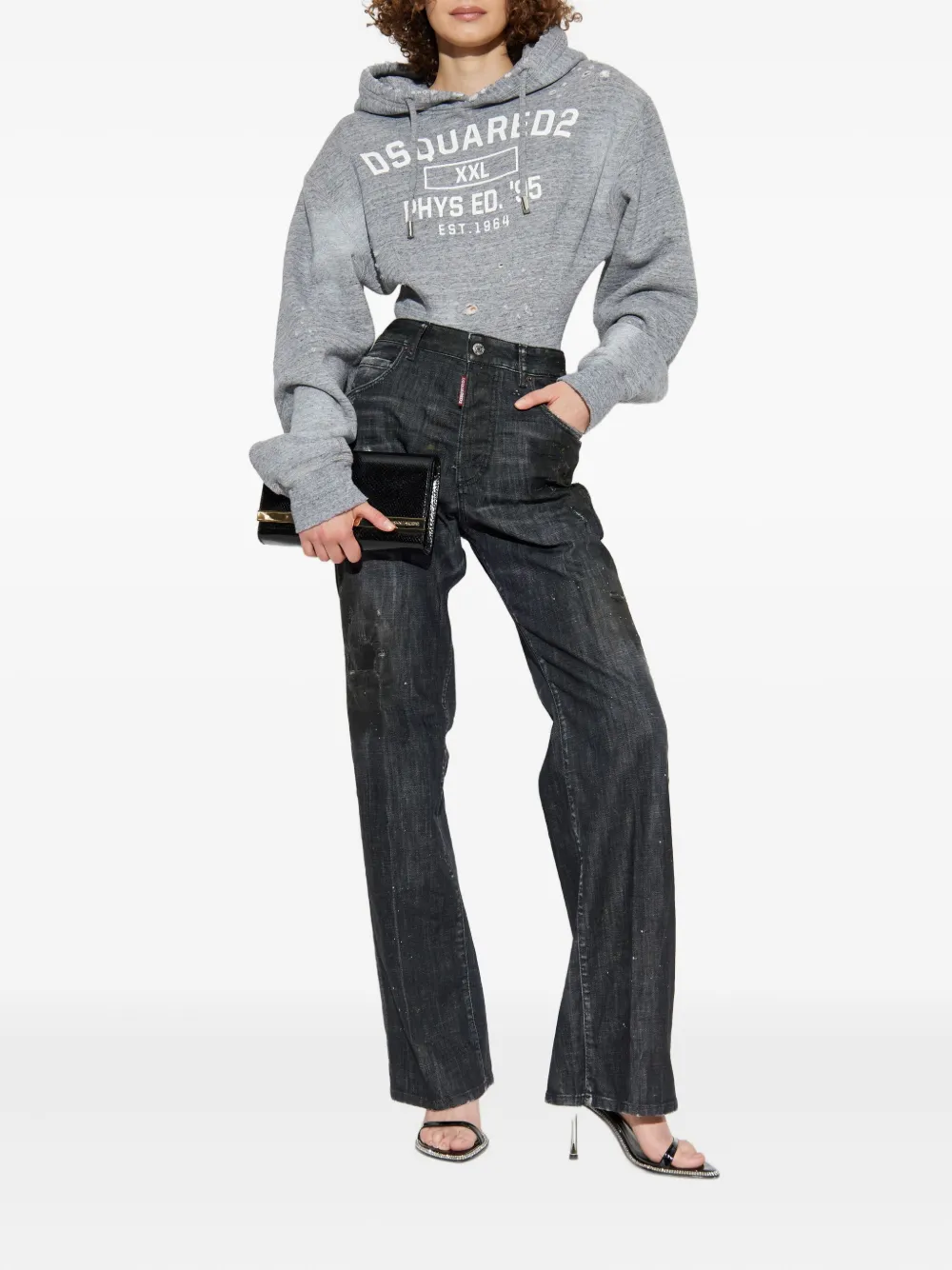 Dsquared2 Paint-splatter Distressed Jeans In Black