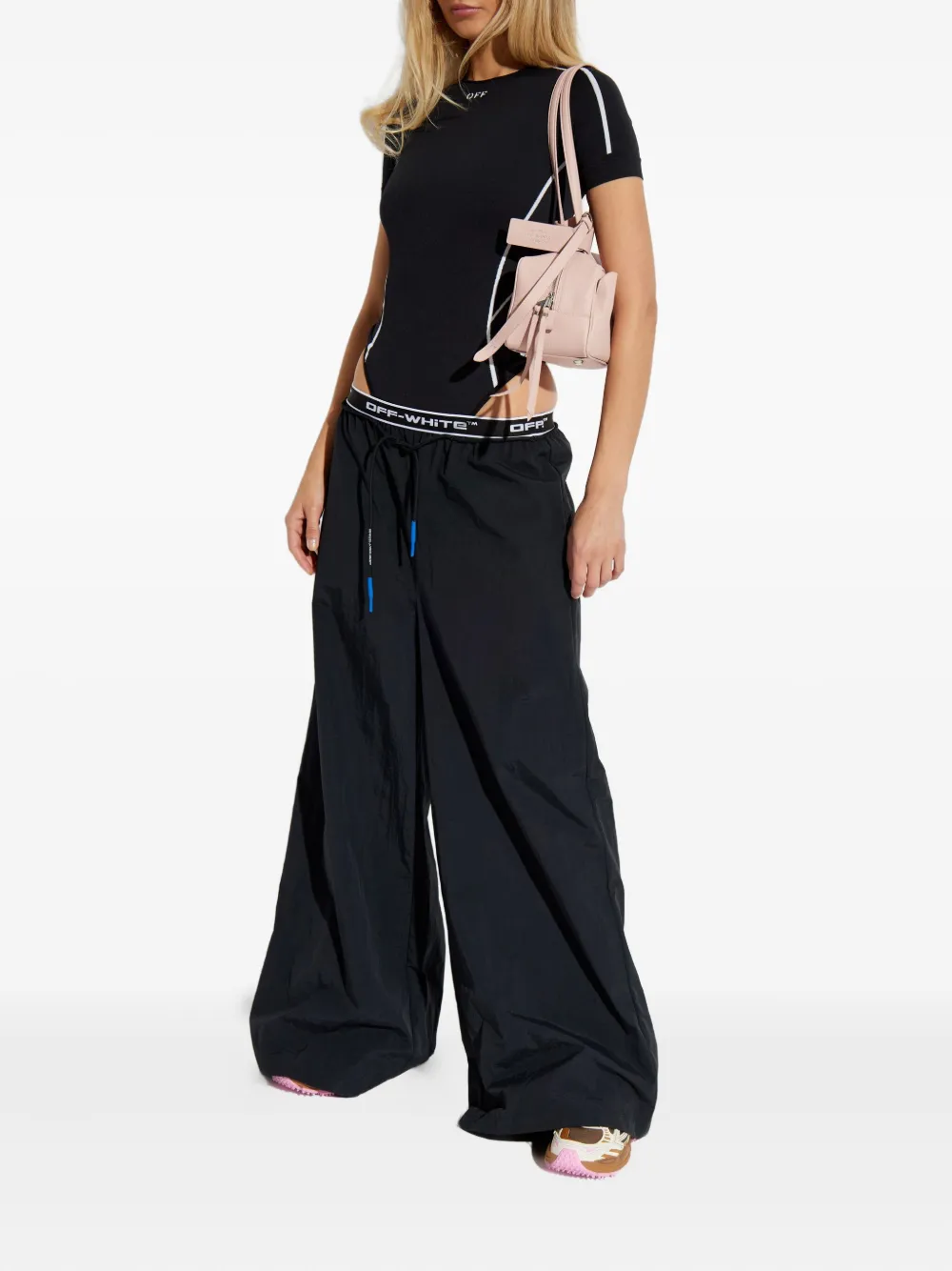 Off-white Crew-neck Short-sleeve Bodysuit In Black