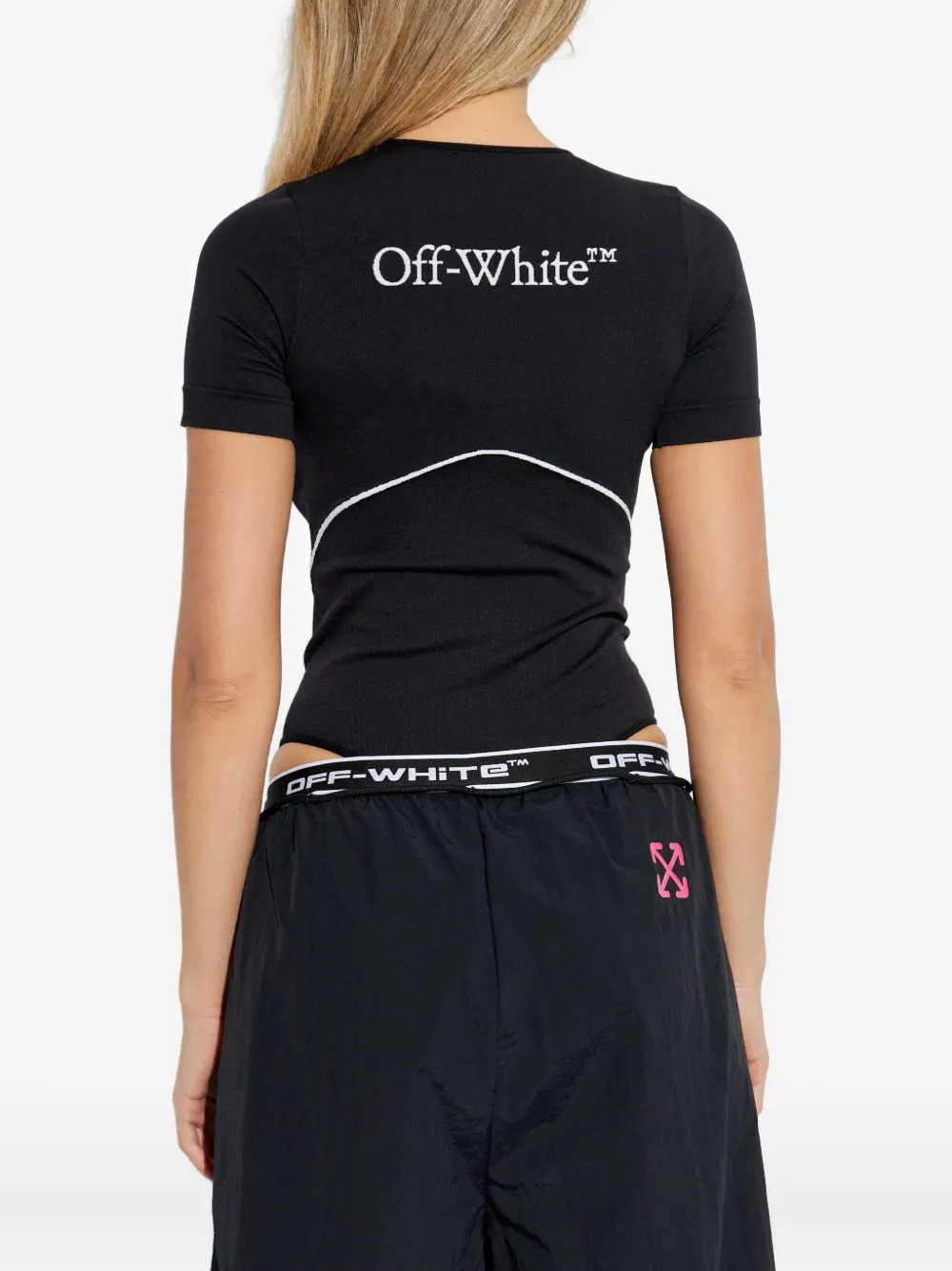 Off-white Crew-neck Short-sleeve Bodysuit In Black