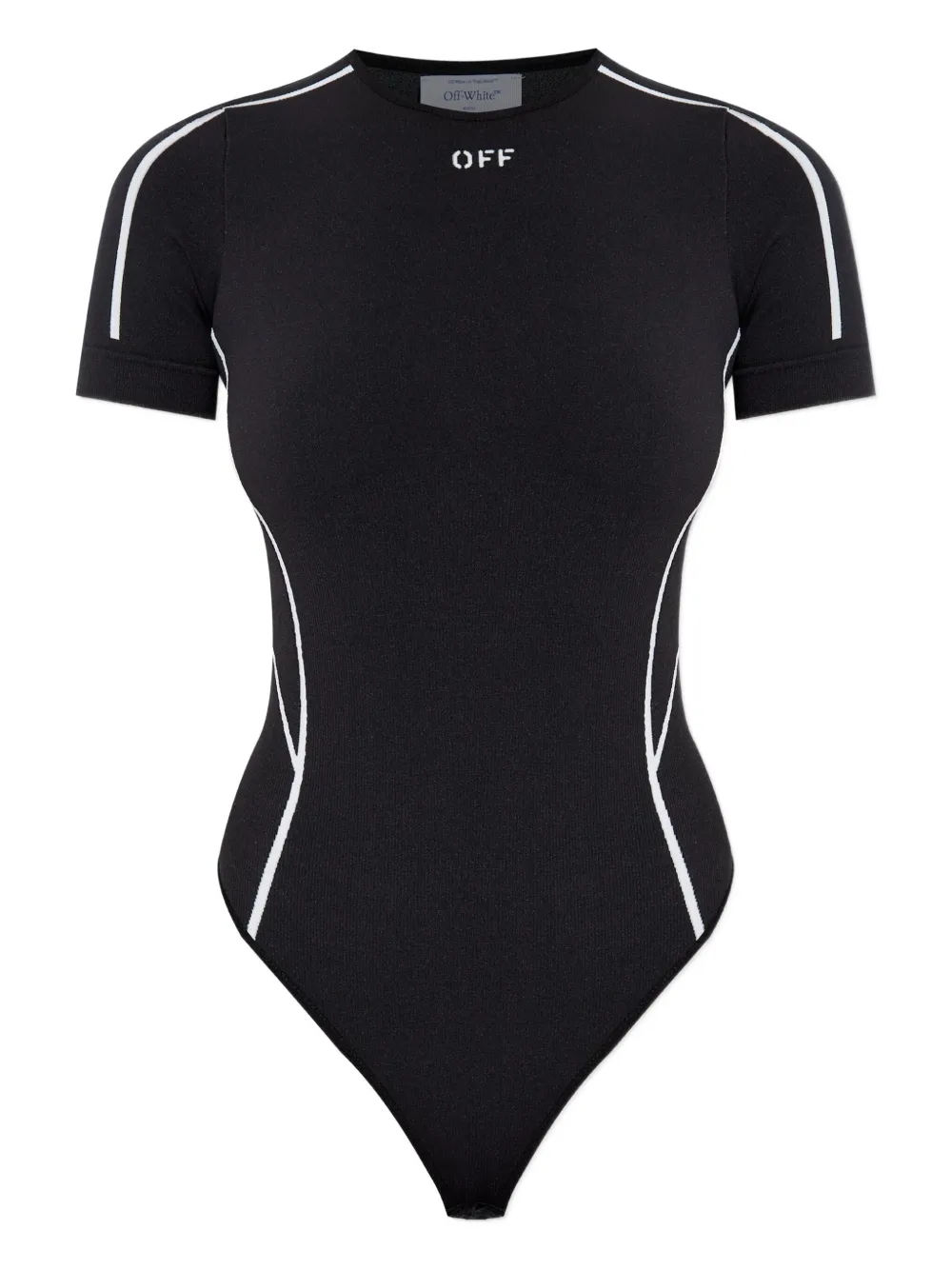 Off-white Crew-neck Short-sleeve Bodysuit In Black