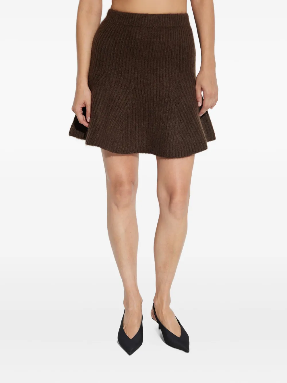 By Malene Birger Ribbed-knit Mini Skirt In Brown