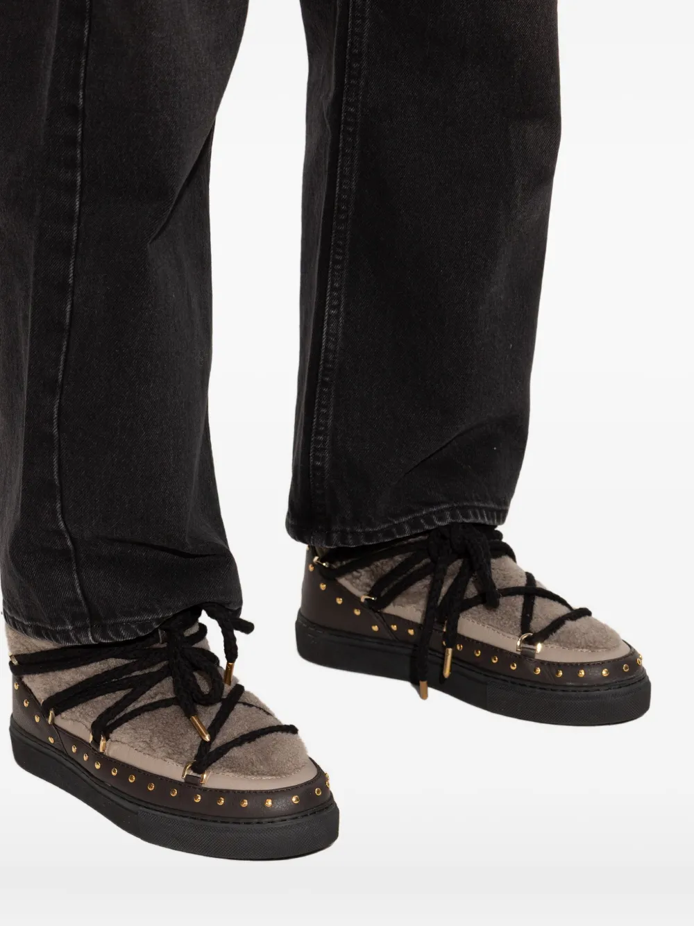 Inuikii lace-up studded boots Neutrals