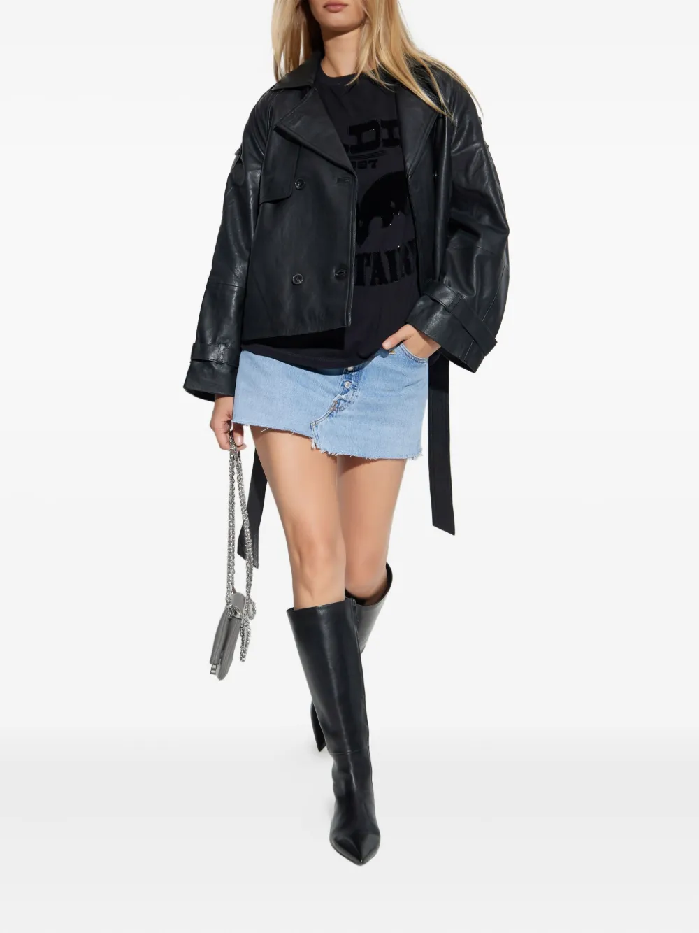 RE/DONE button-fastening frayed denim skirt - Blauw