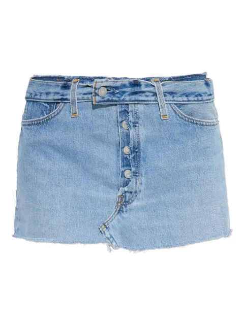 RE/DONE button-fastening frayed denim skirt