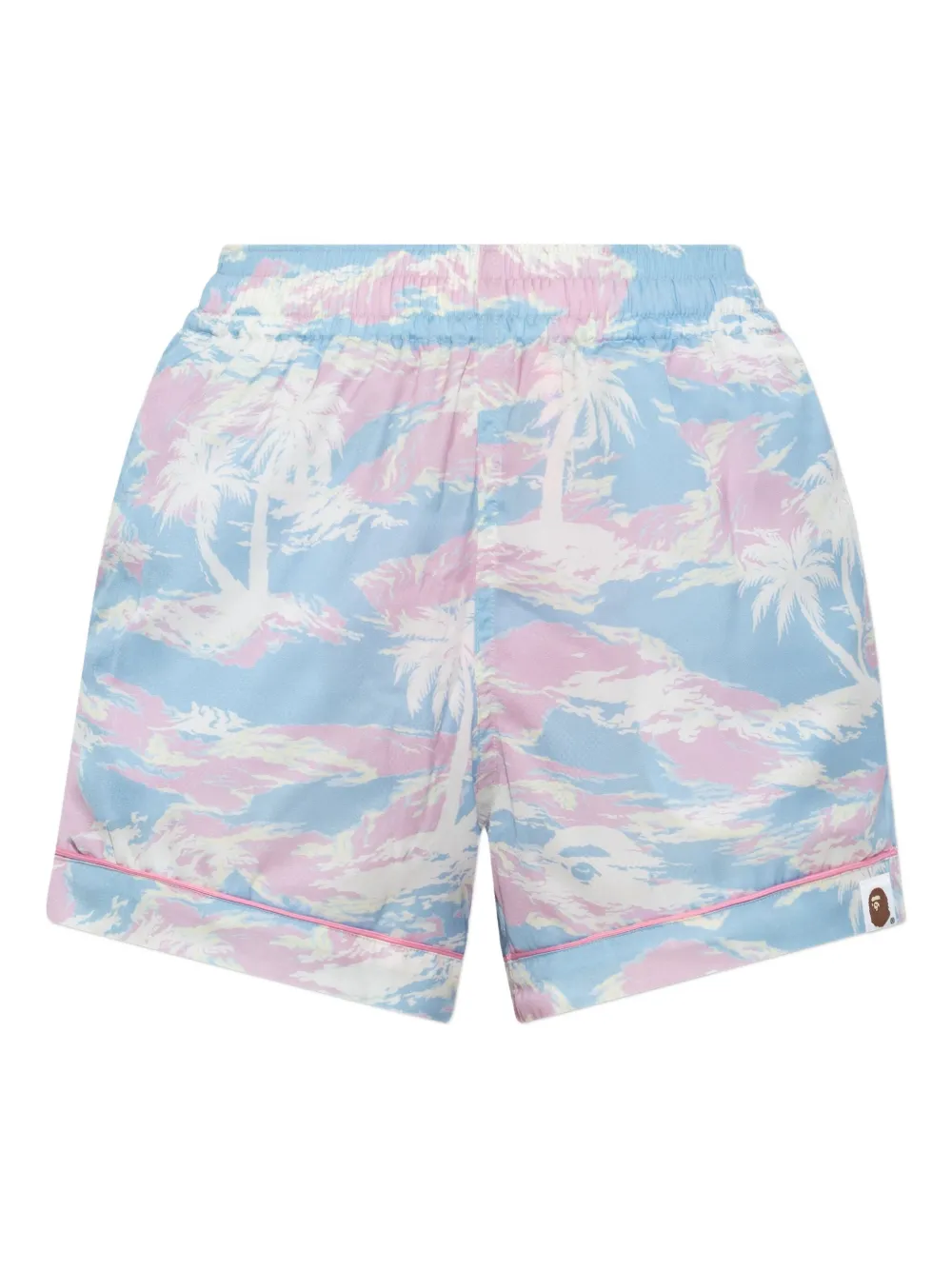 A Bathing Ape Palm Tree Camo Shorts In Blue