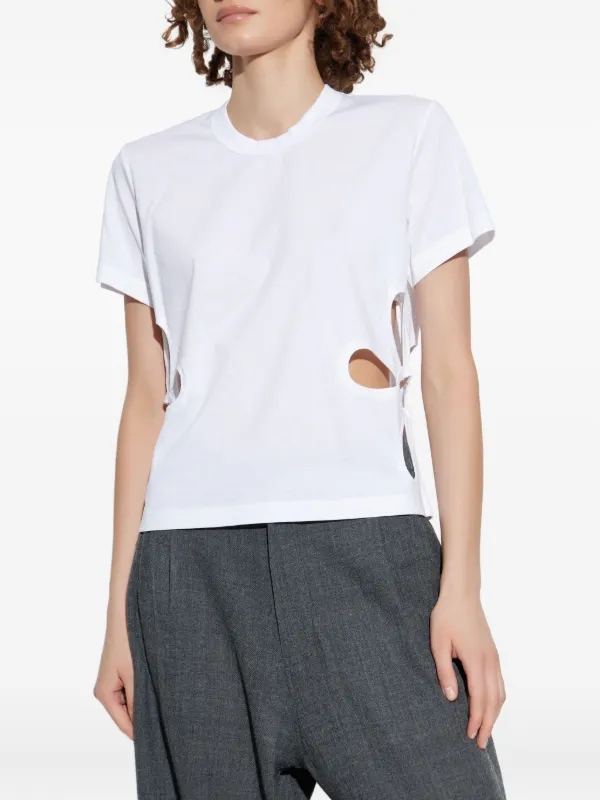 Noir Kei Ninomiya Floral cut-out T-shirt | White | FARFETCH JO