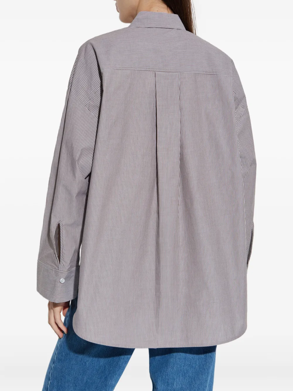 By Malene Birger Striped Button-down Shirt In Brown