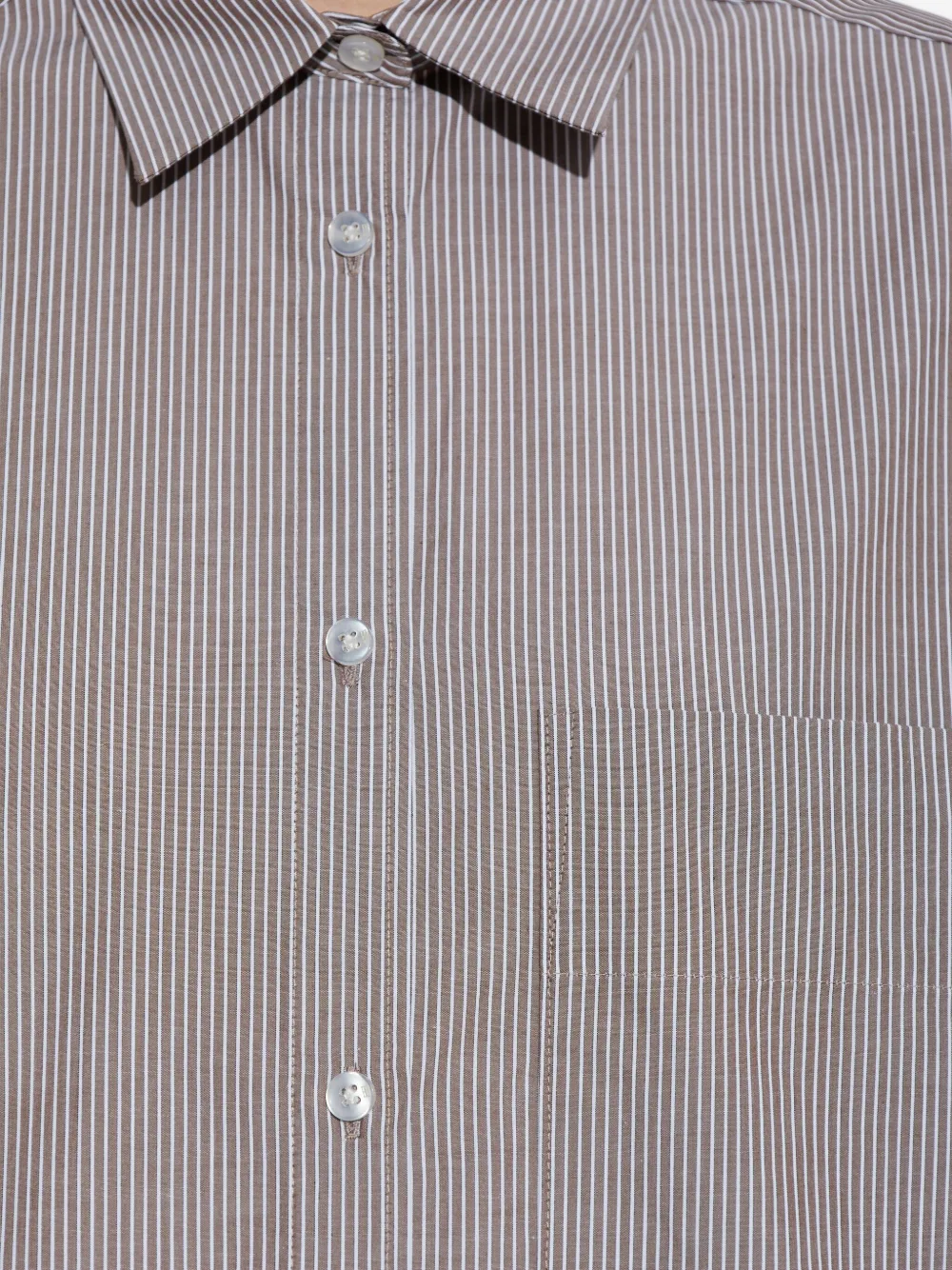 By Malene Birger Striped Button-down Shirt In Brown