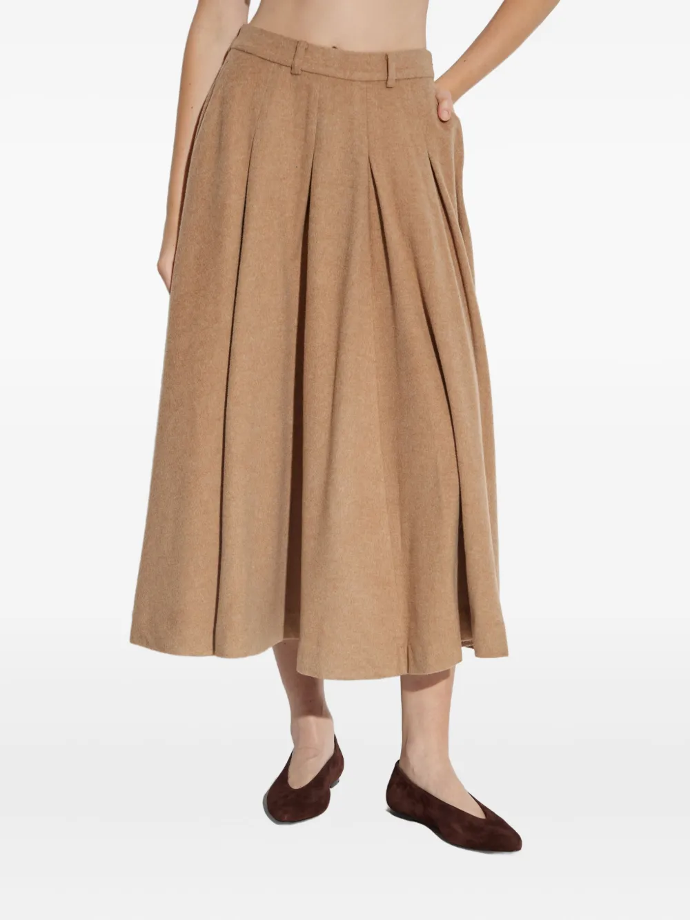 By Malene Birger Pleated Midi Skirt In Brown