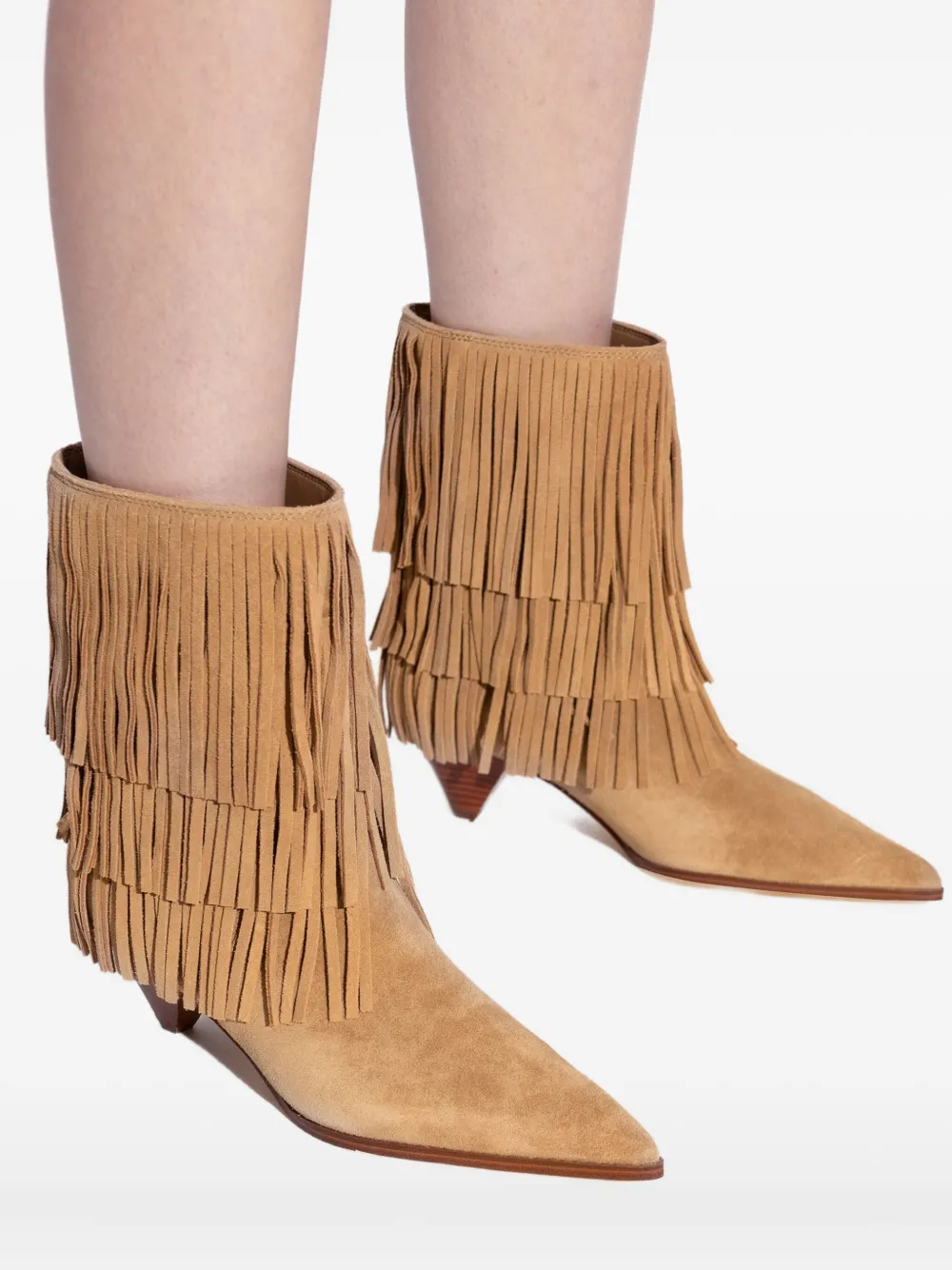 Michael Kors 50mm fringe-panel suede boots Brown