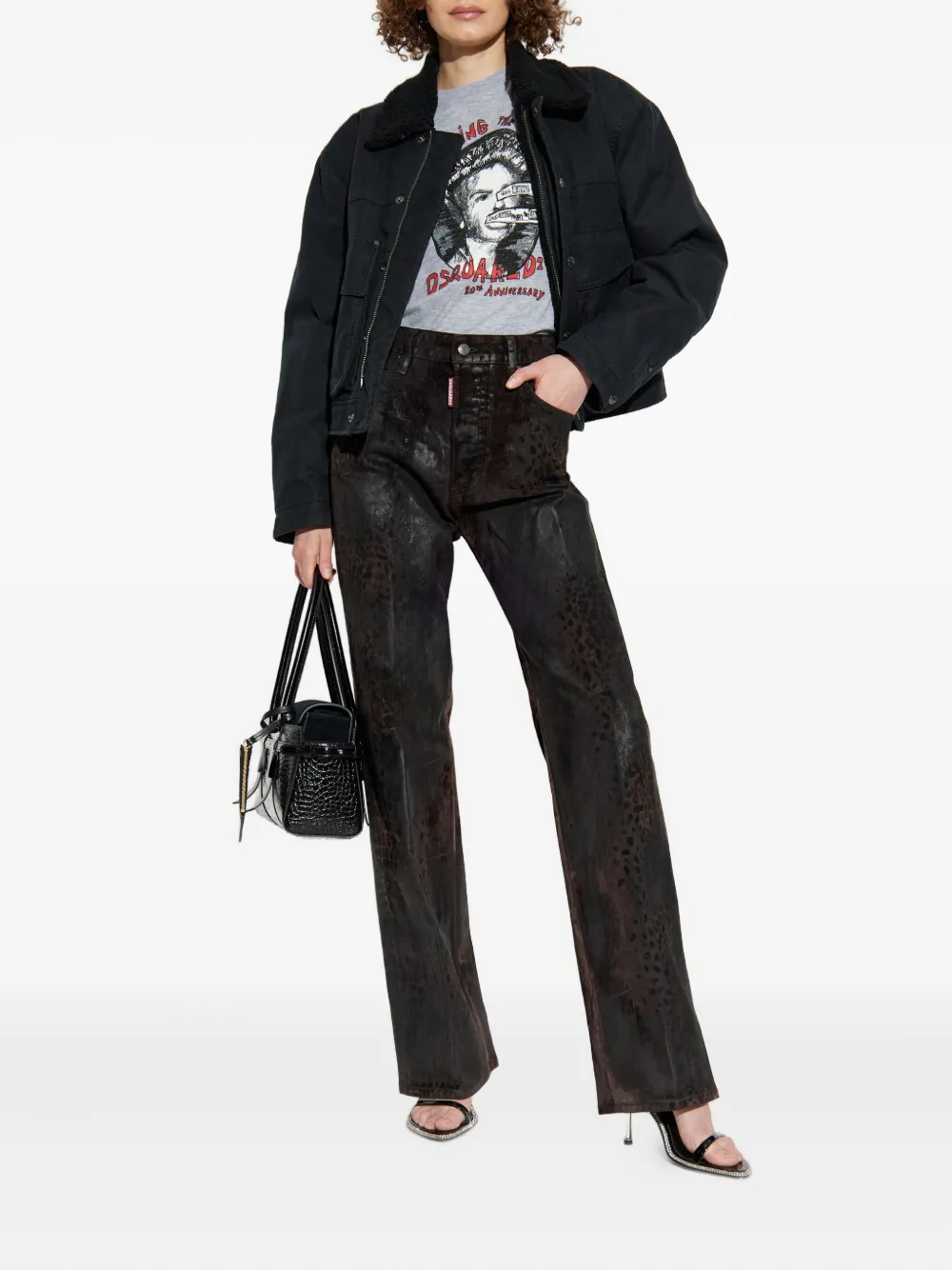 Dsquared2 Animal-print Cotton Trousers In Black