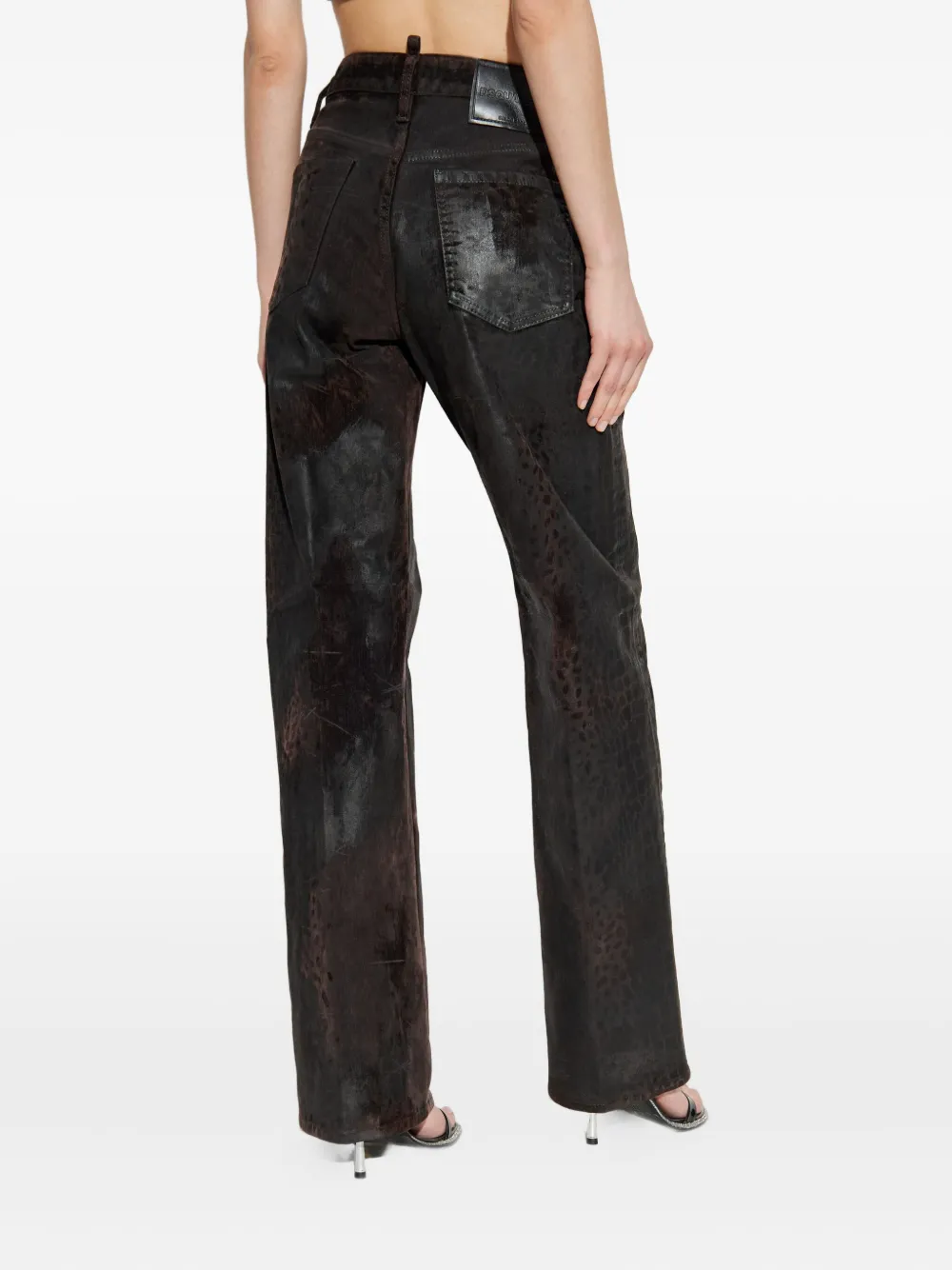 Dsquared2 Animal-print Cotton Trousers In Black