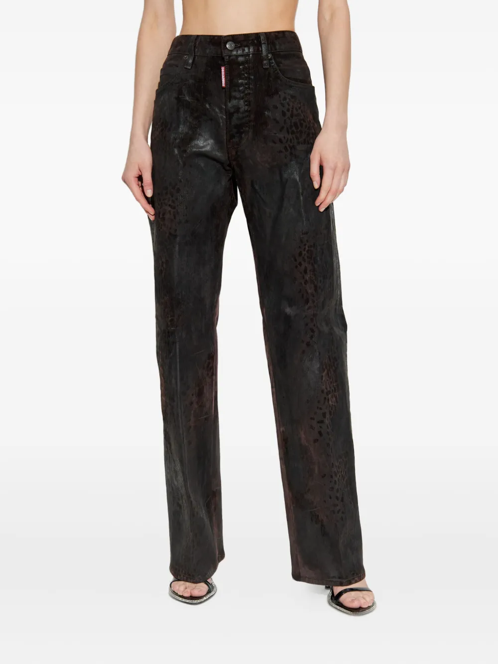 Dsquared2 Animal-print Cotton Trousers In Black
