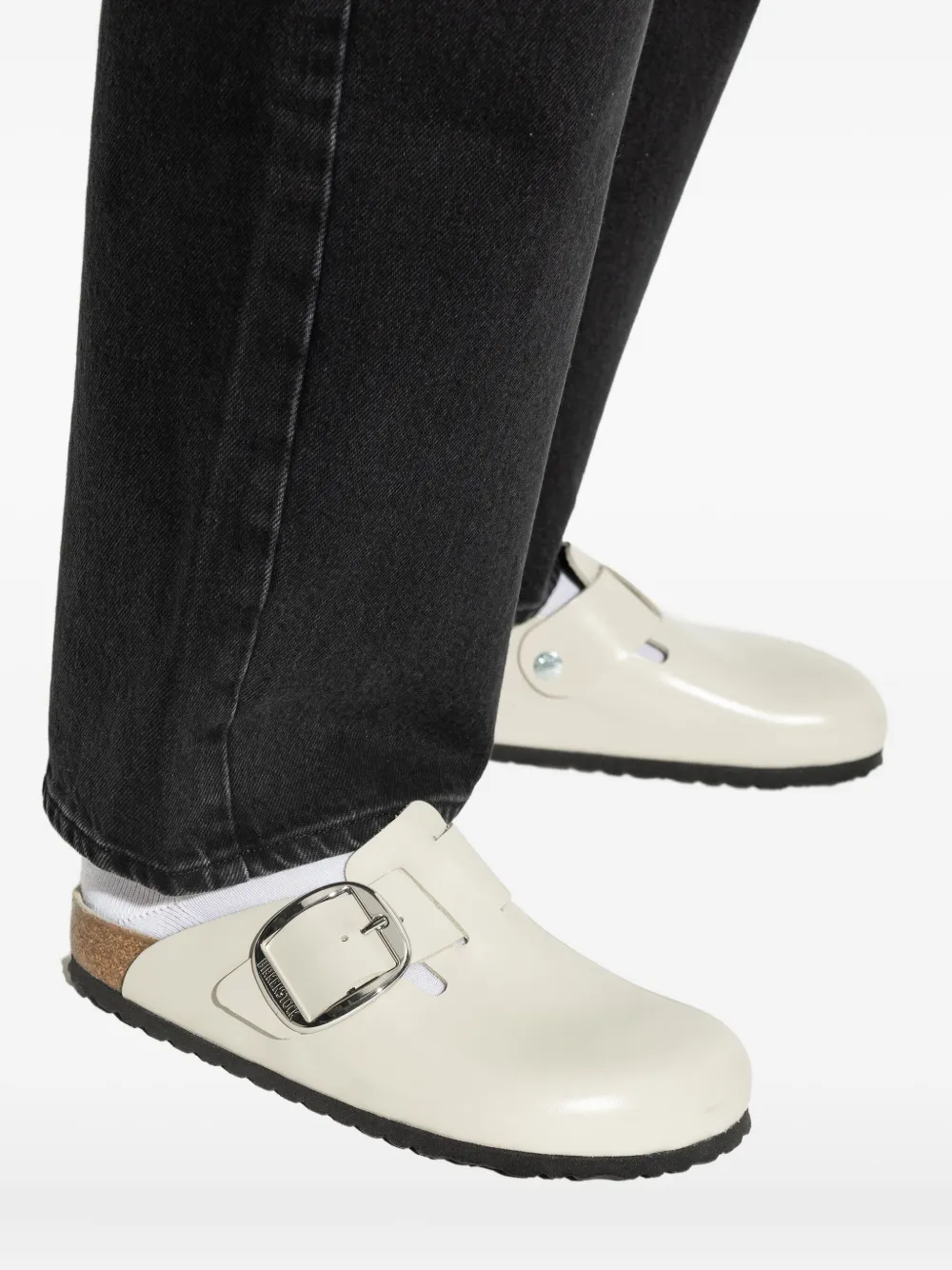 Birkenstock Boston Big Buckle leather clogs Neutrals