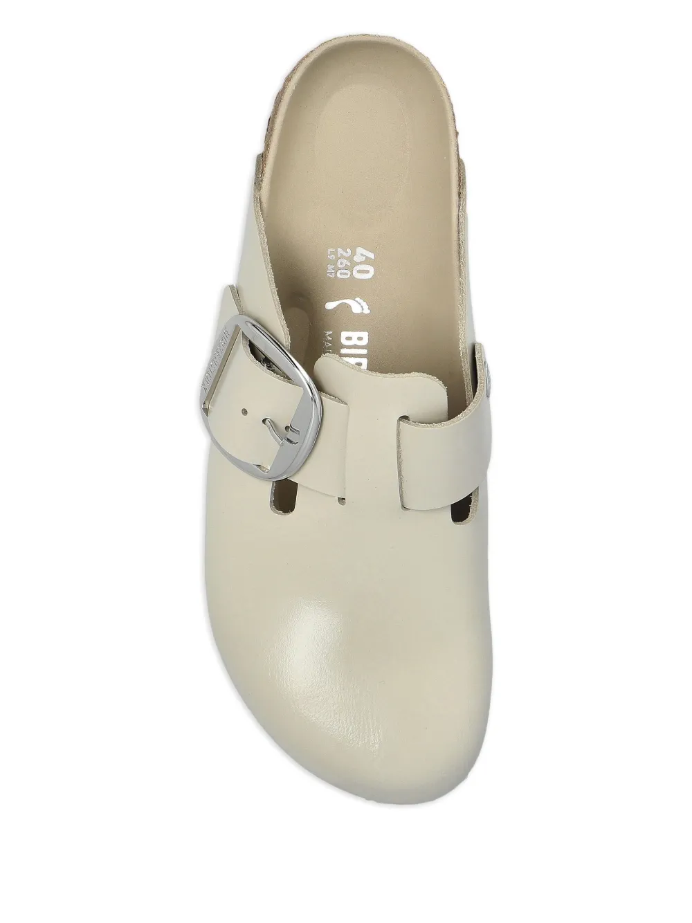 Birkenstock Boston Big Buckle leren klompen Beige