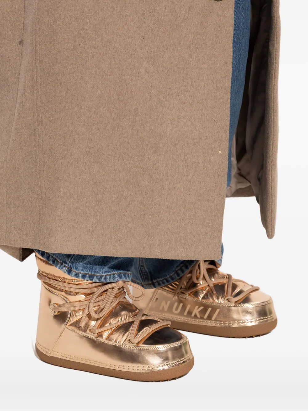 Inuikii Mountain Quilted Metallic Snow Boots In Gold