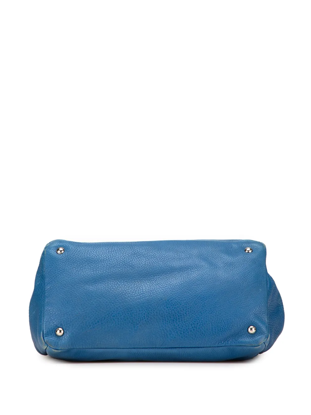 Pre-owned Prada 2000-2025 Vitello Daino Open Convertible Tote Satchel In Blue