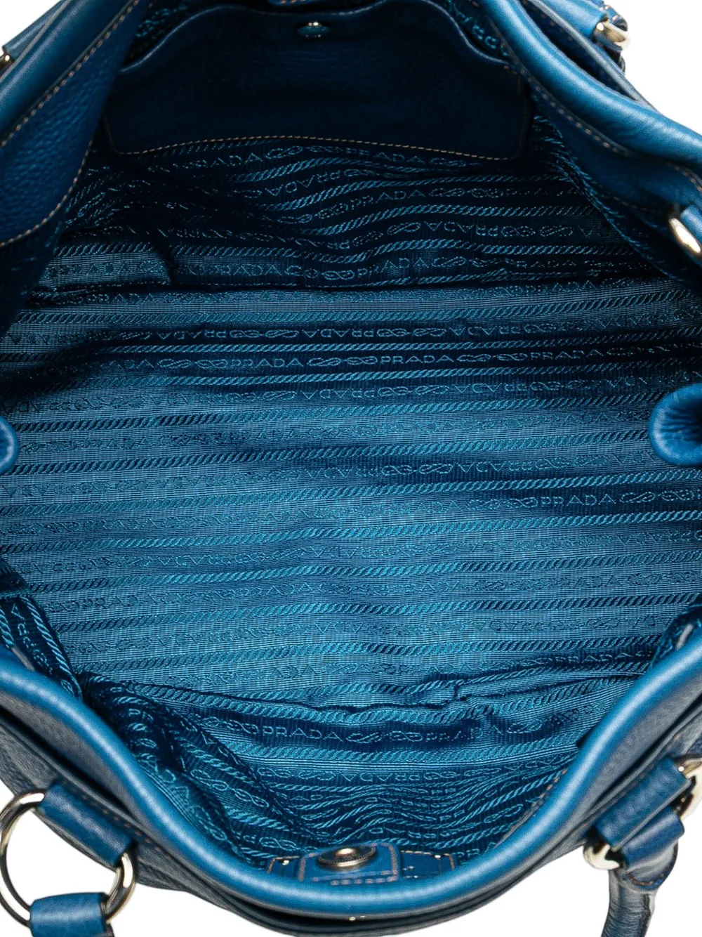 Pre-owned Prada 2000-2025 Vitello Daino Open Convertible Tote Satchel In Blue