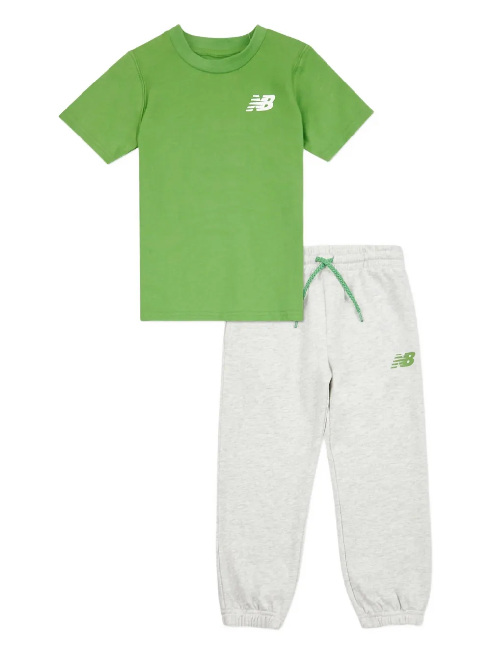 New Balance Kids T-shirt en broek met grafische logoprint Grijs
