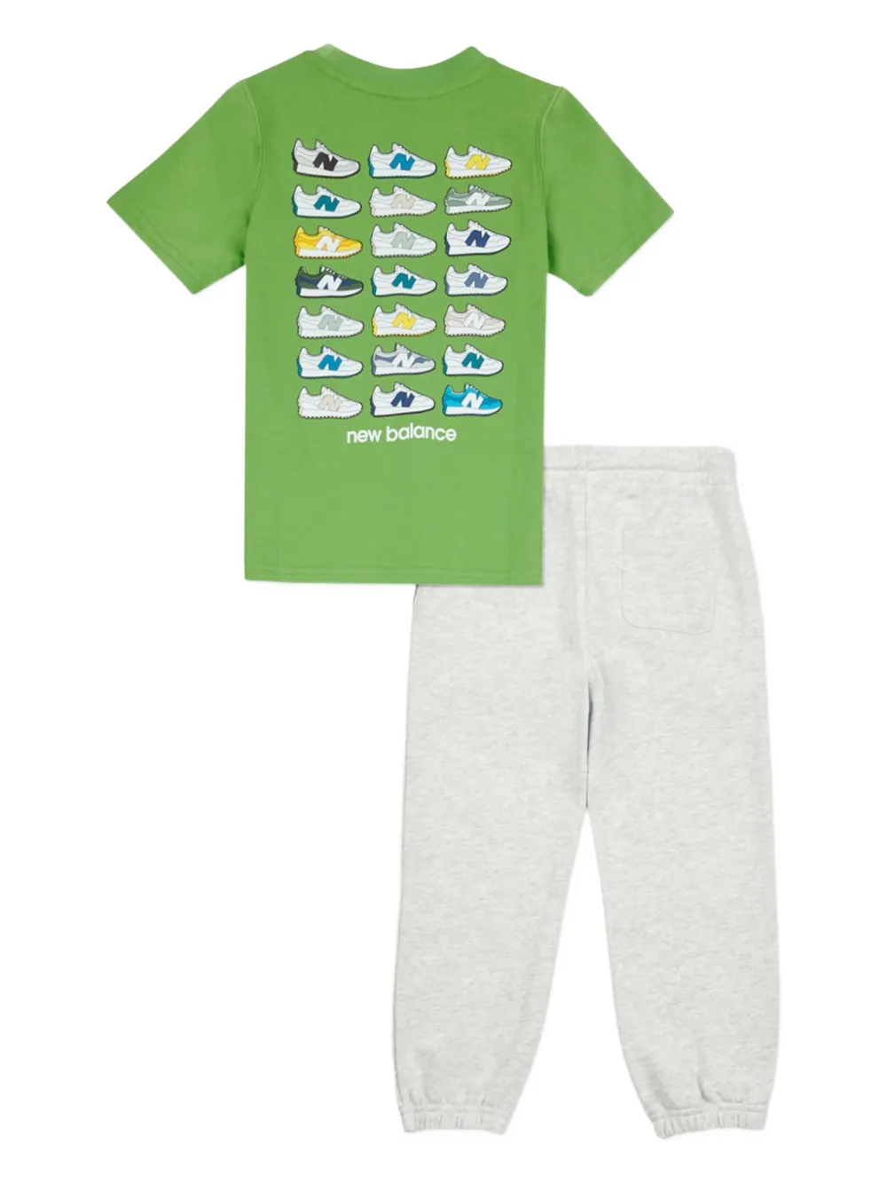 New Balance Kids T-shirt en broek met grafische logoprint Grijs