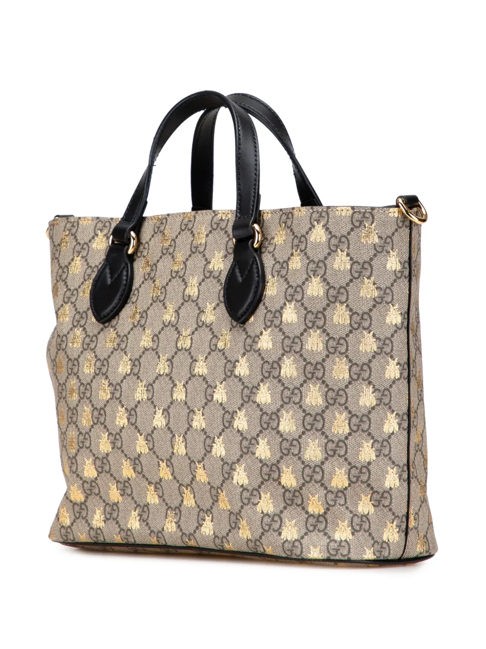 Pre-owned Gucci 2000-2015 Small Gg Supreme Bees Soft Tote Satchel In Brown