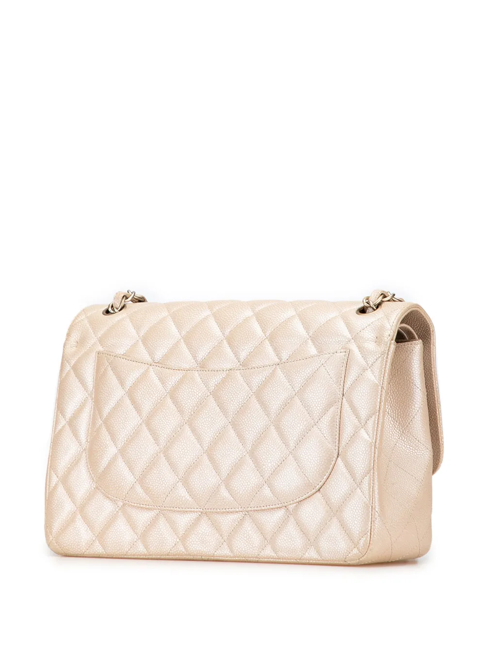 Pre-owned Chanel 2012 Jumbo Classic Iridescent Caviar Double Flap Shoulder Bag In Gold