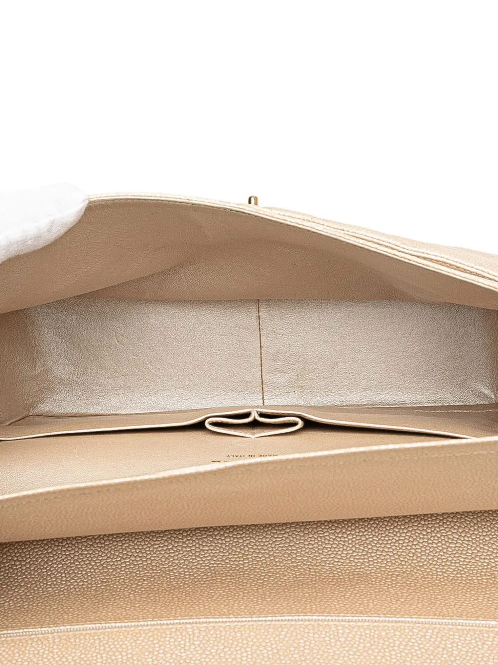 Pre-owned Chanel 2012 Jumbo Classic Iridescent Caviar Double Flap Shoulder Bag In Gold