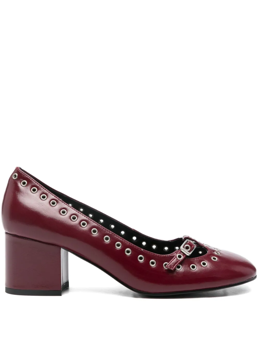 Bibi Lou Eyelet-detail Block-heel Pumps In Red