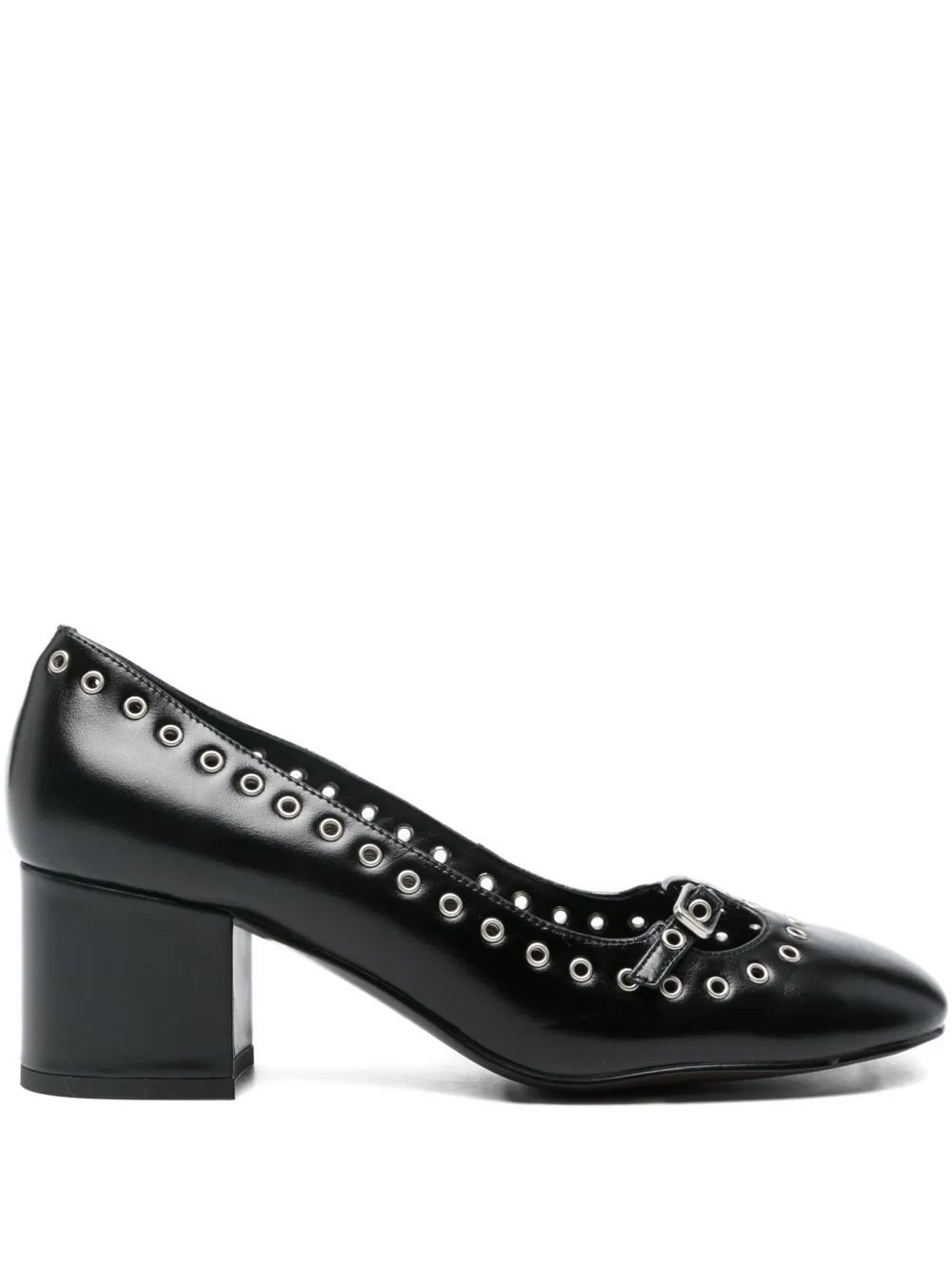 Bibi Lou Eyelet-detail Block-heel Pumps In Black