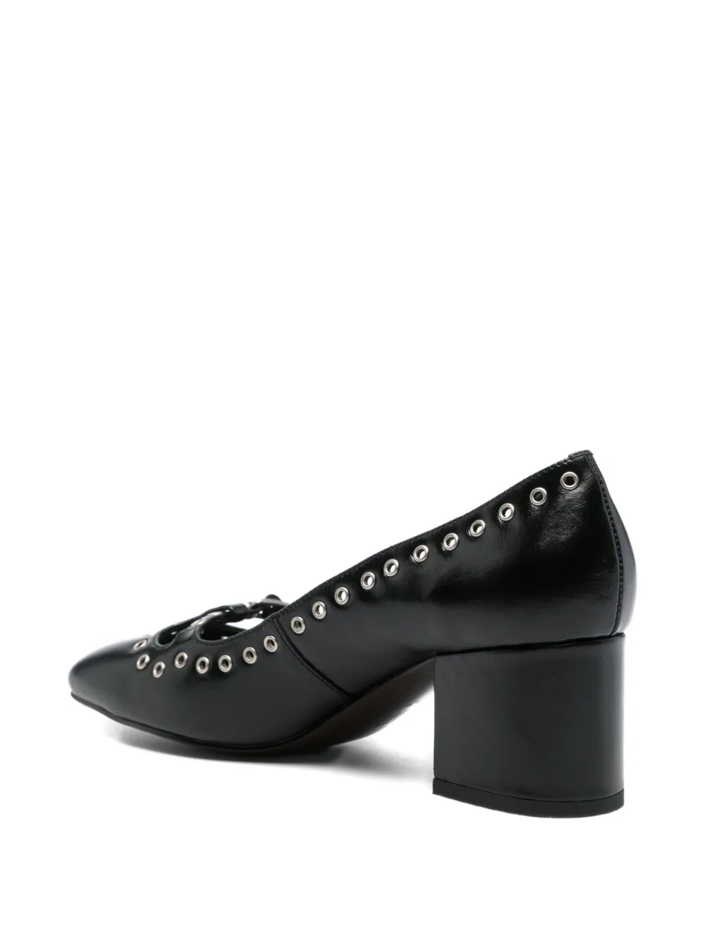 Bibi Lou Eyelet-detail Block-heel Pumps In Black