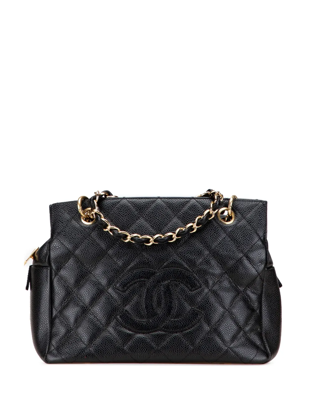 CHANEL Pre-Owned 2002-2003 プチ キャビア タイムレス ハンドバッグ - ブラック CHANEL Pre-Owned 2002-2003 プチ キャビア タイムレス ハンドバッグ - ブラック