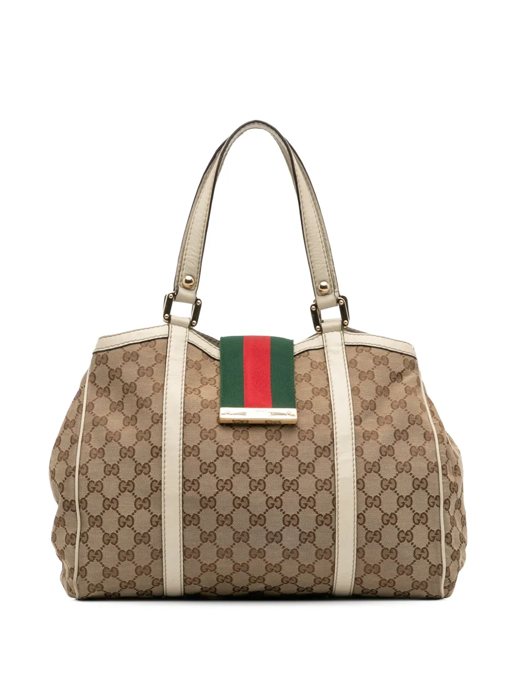 Pre-owned Gucci 2016-2025 Gg Canvas Web New Ladies Tote Bag In Brown