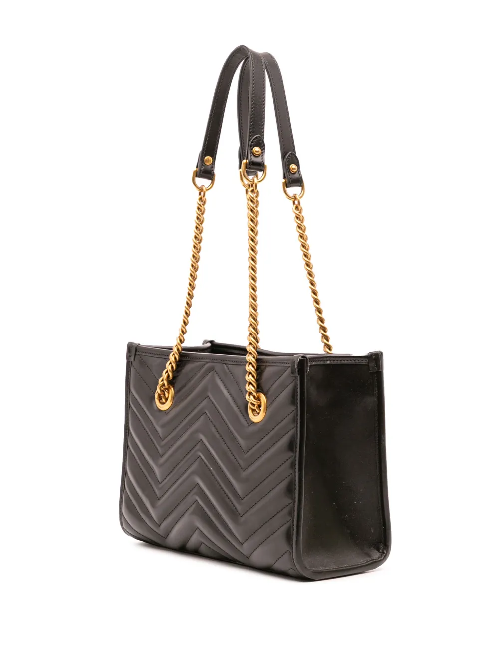Pre-owned Gucci 2016-2025 Gg Marmont Matelasse Leather Tote Bag In Black