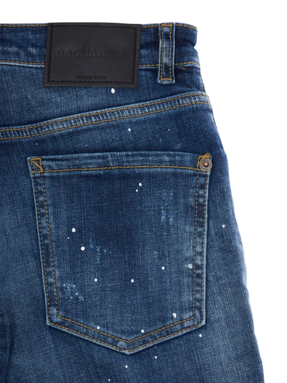Dsquared2 Paint-splatter Distressed Denim Jeans In Blue