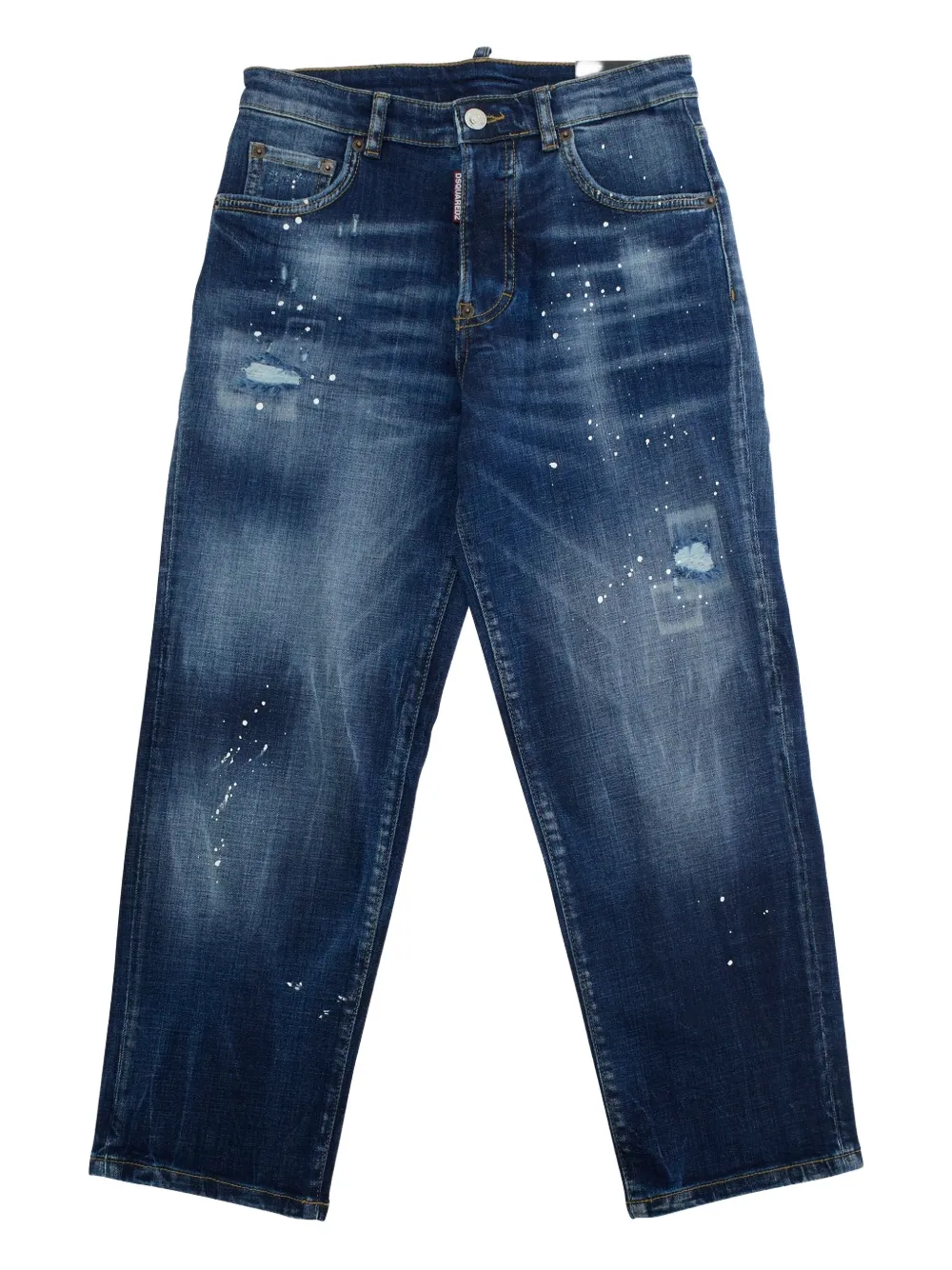 Dsquared2 Paint-splatter Distressed Denim Jeans In Blue