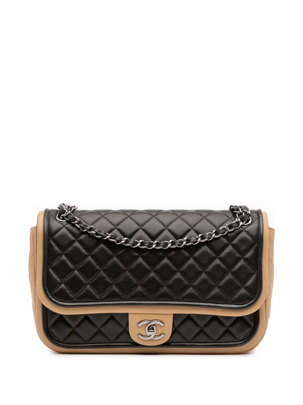 CHANEL Pre-Owned 2013-2014 ジャンボ クラシック バイカラー ラムスキン ツイストフラップ ショルダーバッグ - CHANEL Pre-Owned 2013-2014 ジャンボ クラシック バイカラー ラムスキン ツイストフラップ ショルダーバッグ -