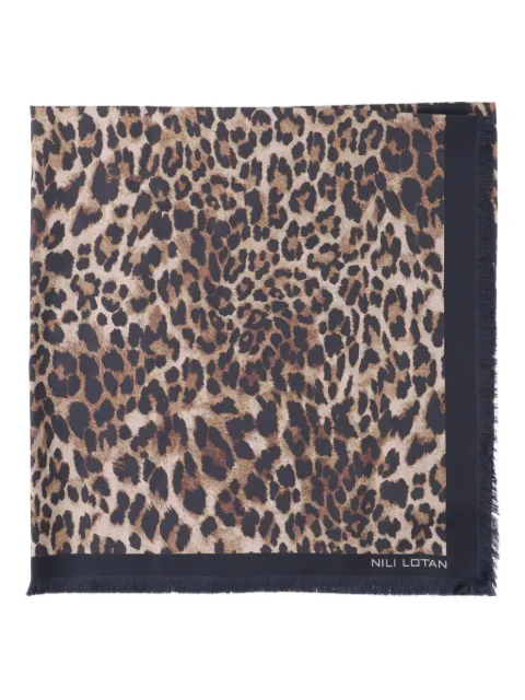Nili Lotan leopard-print fringed scarf