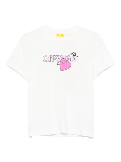 Off-White playera con motivo de imperdible y corazón