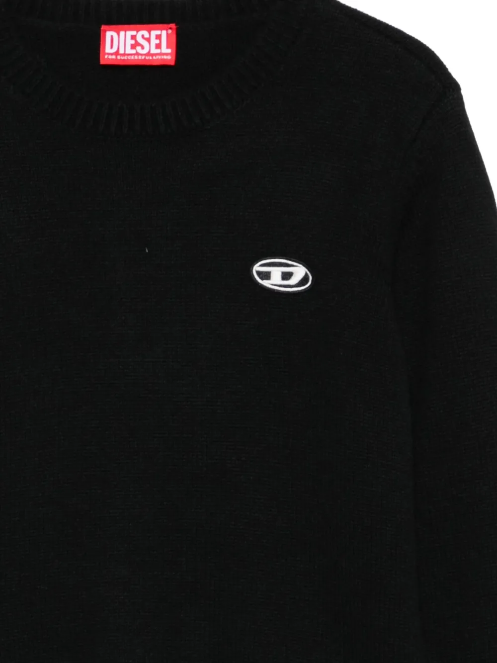 Diesel Kids Black Crewneck Long-sleeved Sweater In Black