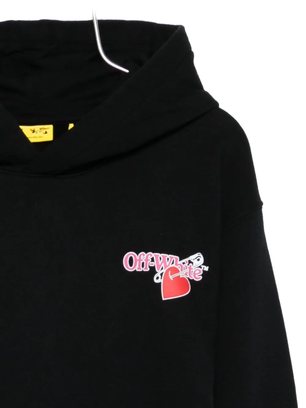 Off-white Heart-safety Pin Hoodie In Black