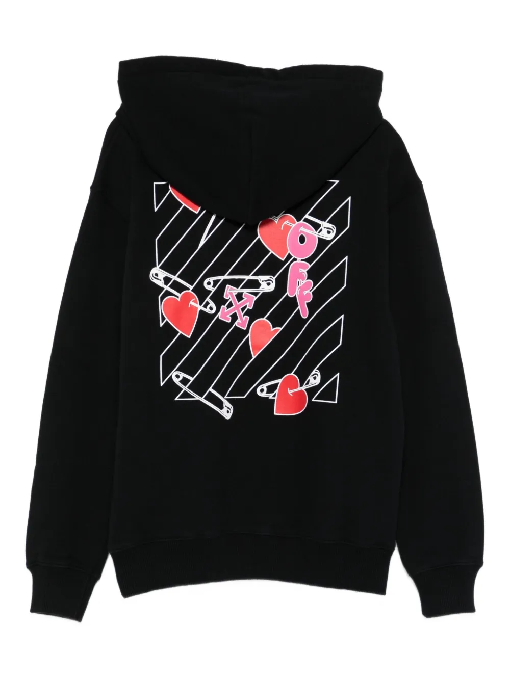 Off-white Heart-safety Pin Hoodie In Black
