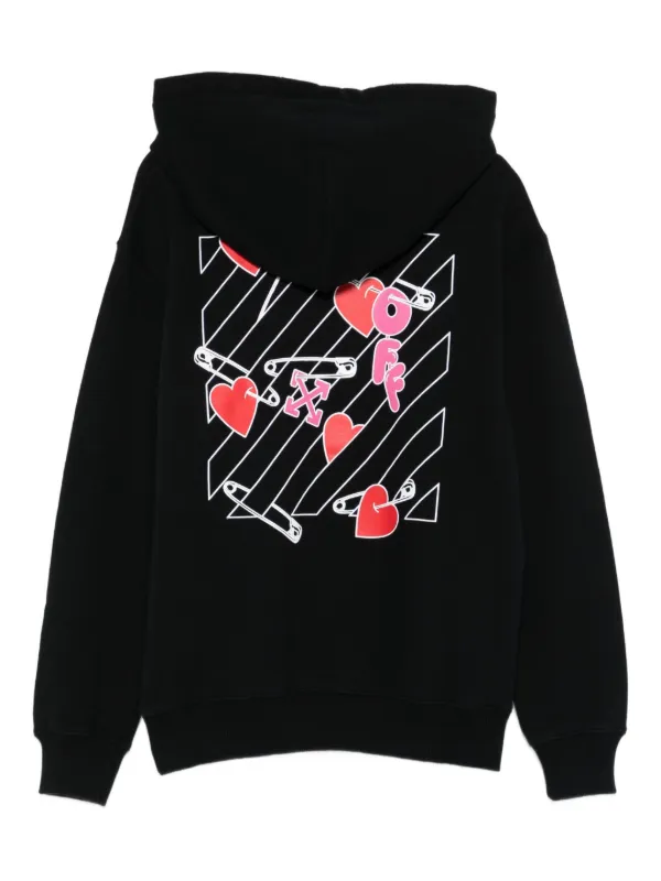 Off-White Kids ハートセーフティピン パーカー | ブラック | FARFETCH JP