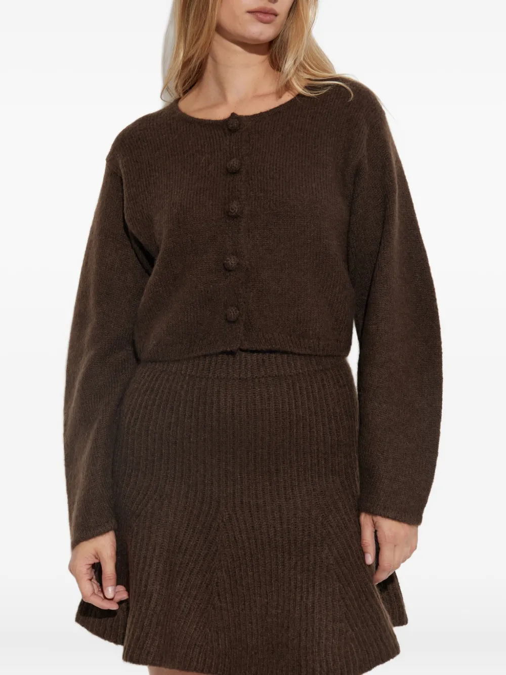 By Malene Birger Button-detailed Ribbed Skirt In Brown