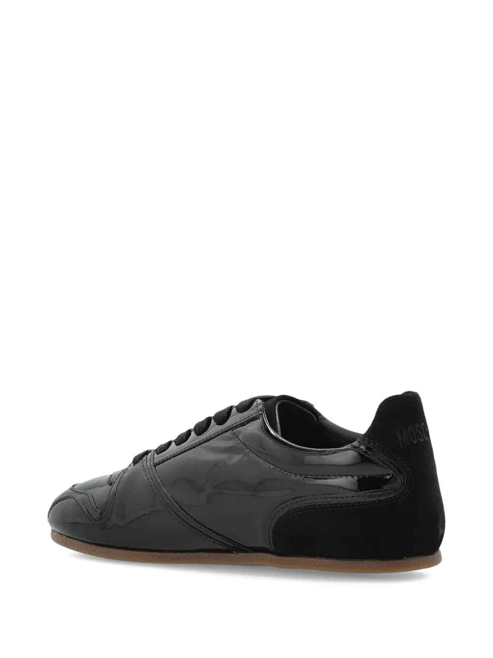 Moschino Patent-leather Low-top Sneakers In Black