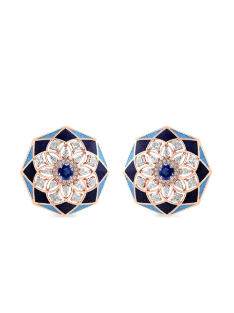 Aneka aretes Kaleido Prism en oro rosa reciclado de 18kt con diamantes y zafiros