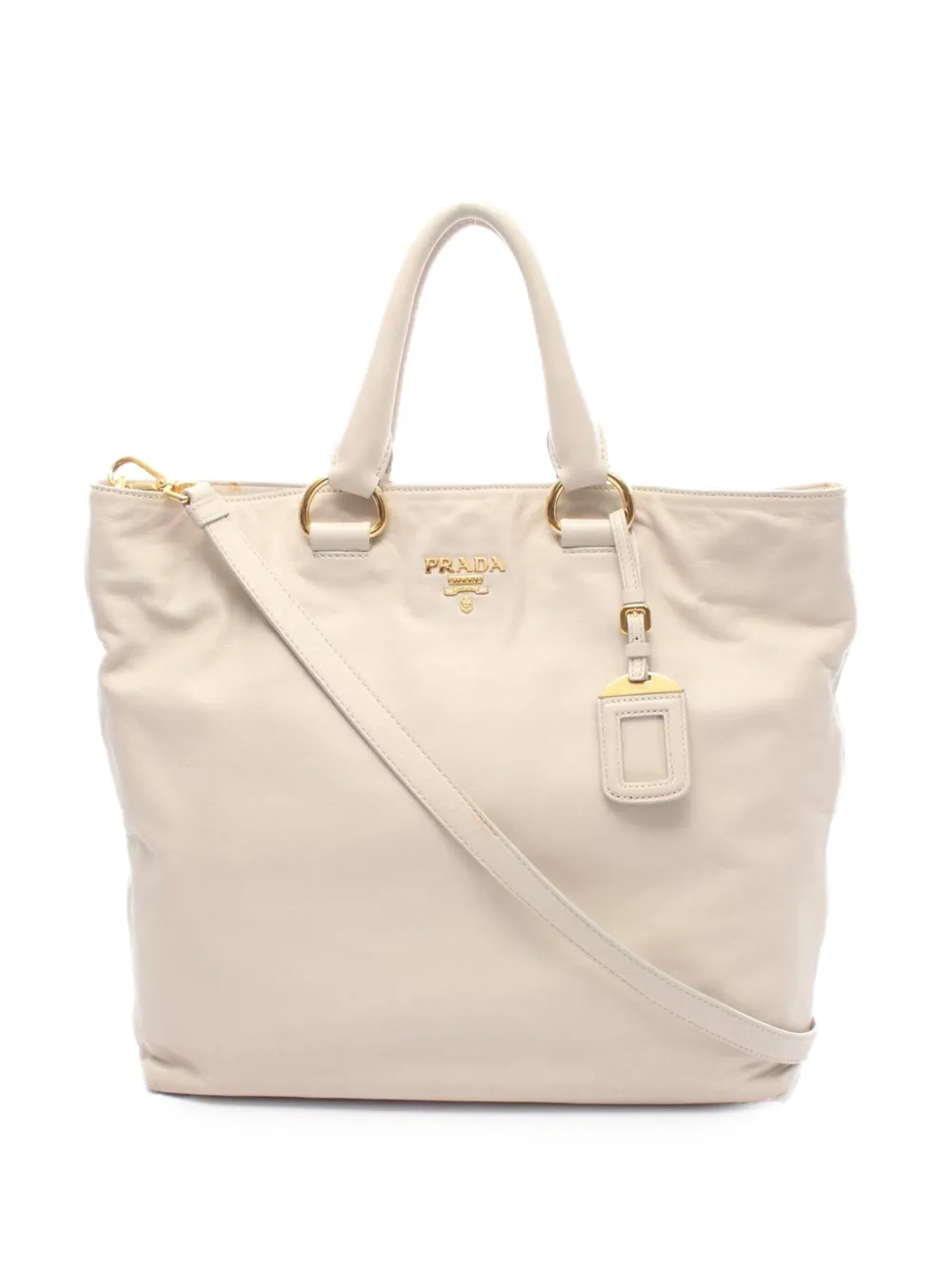 Prada Pre-Owned 2000-2025 Vitello Daino Open Convertible Tote satchel | White | Image 1