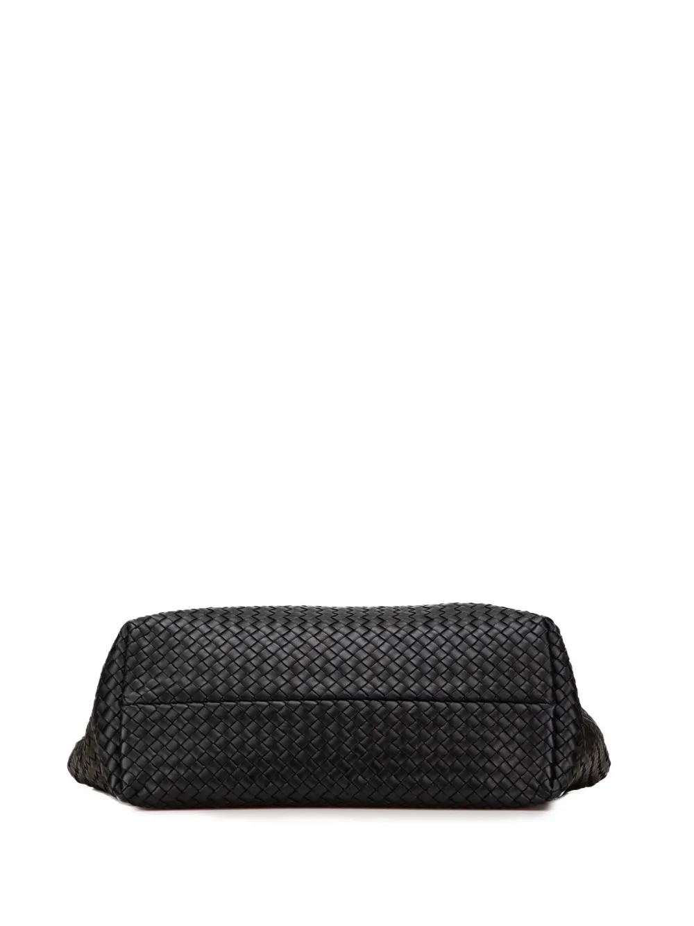 Pre-owned Bottega Veneta 2012-2025 Medium Lambskin Intreccio Cabat Tote Bag In Black