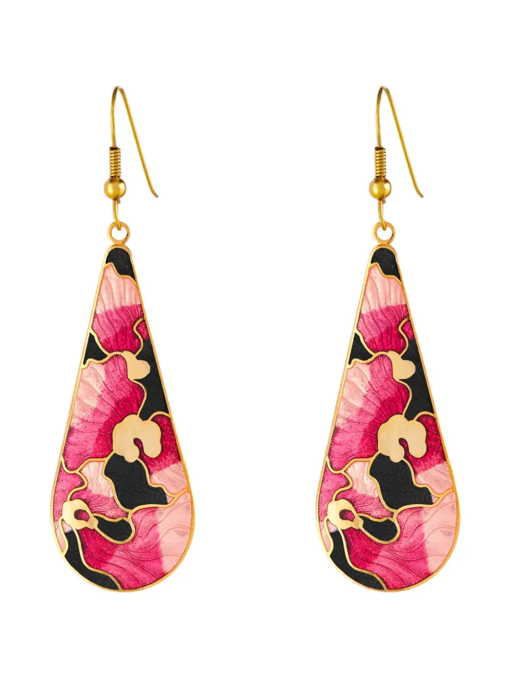 Pre-owned Susan Caplan Vintage 1980s Floral-embellishment Drop Earrings In Gold